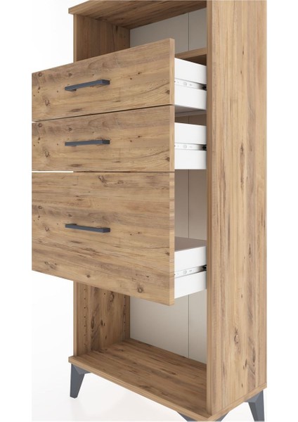 Hyperion Dolap Tek Raflı 3 Çekmeceli 60X44X134 Çam-Çam indirimleri