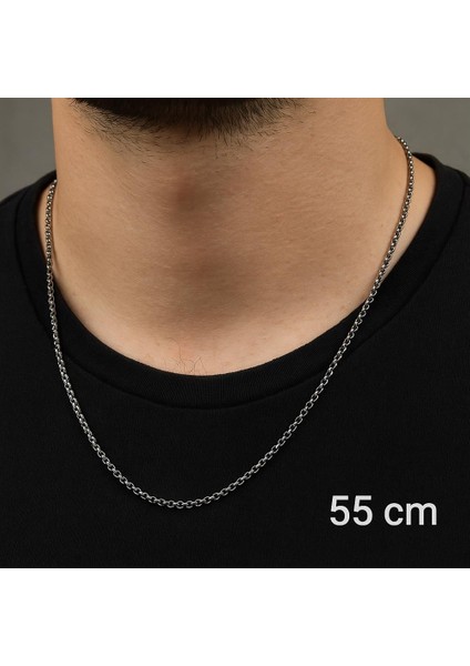 Gümüş Renk Ince Doc Unisex Çelik Kolye