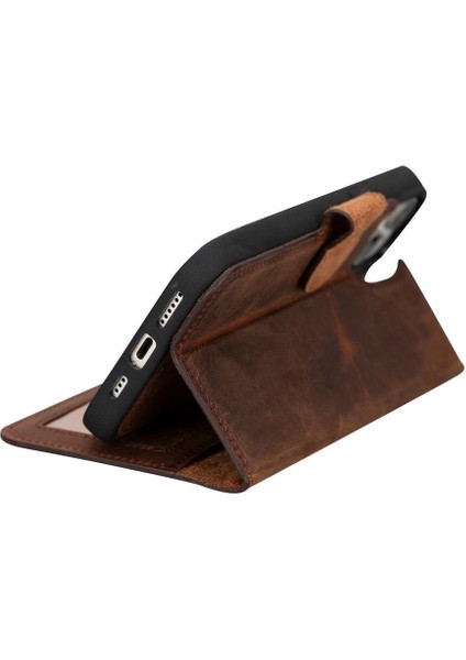Apple iPhone 15 Plus Uyumlu Deri Cüzdanlı Kılıf Mwwn G2 Kahve modelleri