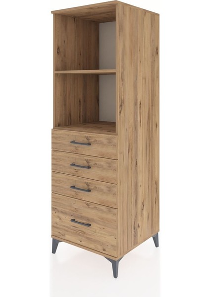 Kronos Dolap 2 Raflı 4 Çekmeceli 60X59X182 Çam-Çam modelleri