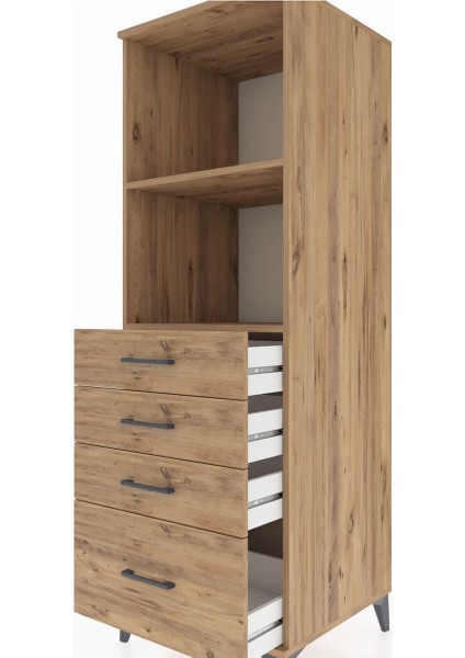 Kronos Dolap 2 Raflı 4 Çekmeceli 60X59X182 Çam-Çam indirimleri