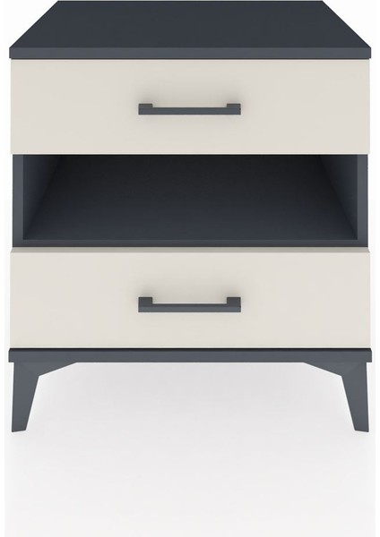 Hyperion Komodin Tek Raflı 2 Çekmeceli 60X44X64 Antrasit-Aytaşı