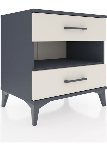 Hyperion Komodin Tek Raflı 2 Çekmeceli 60X44X64 Antrasit-Aytaşı fiyatları