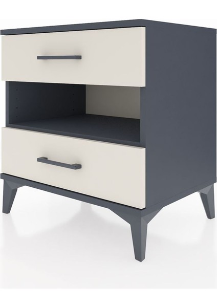 Hyperion Komodin Tek Raflı 2 Çekmeceli 60X44X64 Antrasit-Aytaşı modelleri