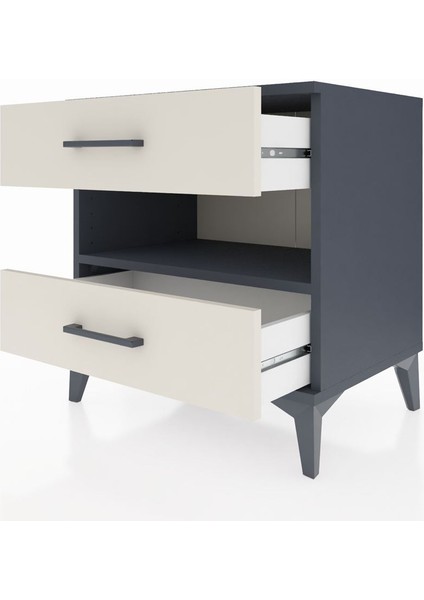 Hyperion Komodin Tek Raflı 2 Çekmeceli 60X44X64 Antrasit-Aytaşı fırsatları