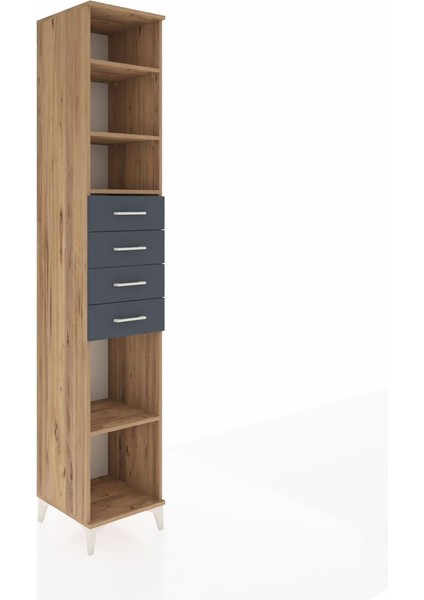 Hyperion Dolap 4 Raflı 4 Çekmeceli 44X44X243 Çam-Antrasit fiyatları