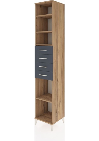 Hyperion Dolap 4 Raflı 4 Çekmeceli 44X44X243 Çam-Antrasit modelleri