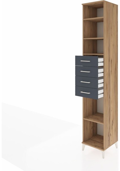 Hyperion Dolap 4 Raflı 4 Çekmeceli 44X44X243 Çam-Antrasit fırsatları