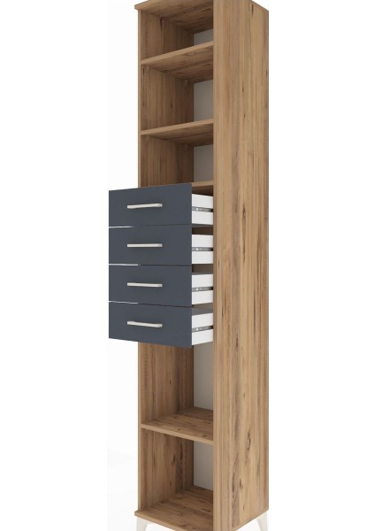 Hyperion Dolap 4 Raflı 4 Çekmeceli 44X44X243 Çam-Antrasit indirimleri