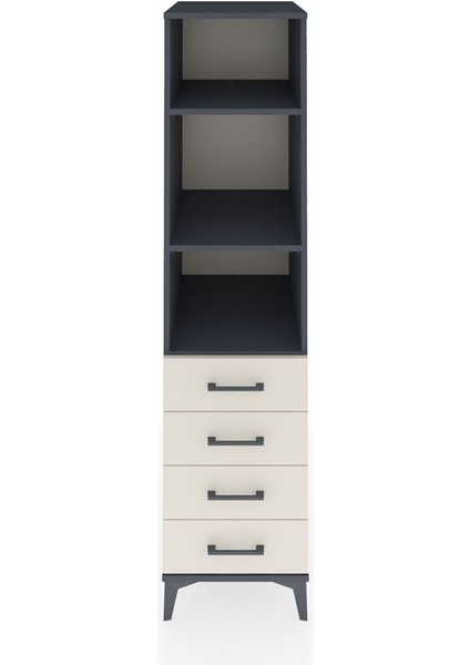 Kronos Dolap 3 Raflı 4 Çekmeceli 44X59X182 Antrasit-Aytaşı
