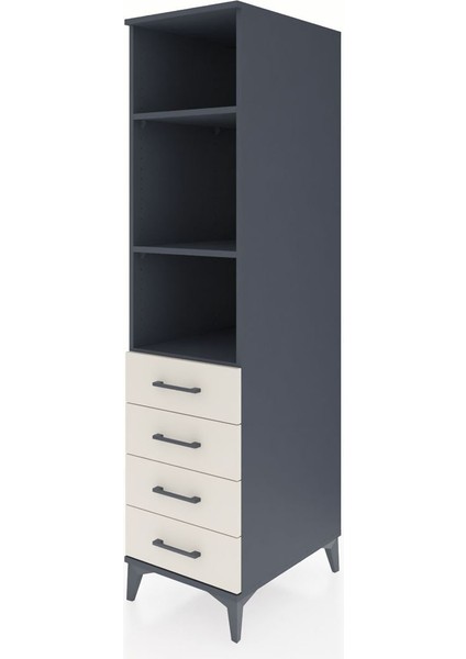 Kronos Dolap 3 Raflı 4 Çekmeceli 44X59X182 Antrasit-Aytaşı modelleri