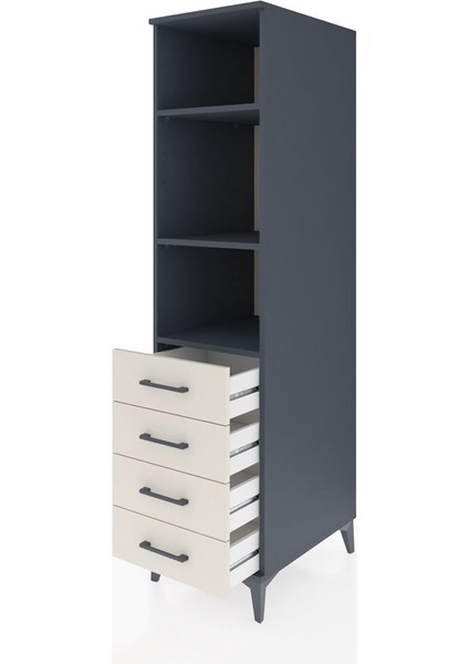 Kronos Dolap 3 Raflı 4 Çekmeceli 44X59X182 Antrasit-Aytaşı fırsatları