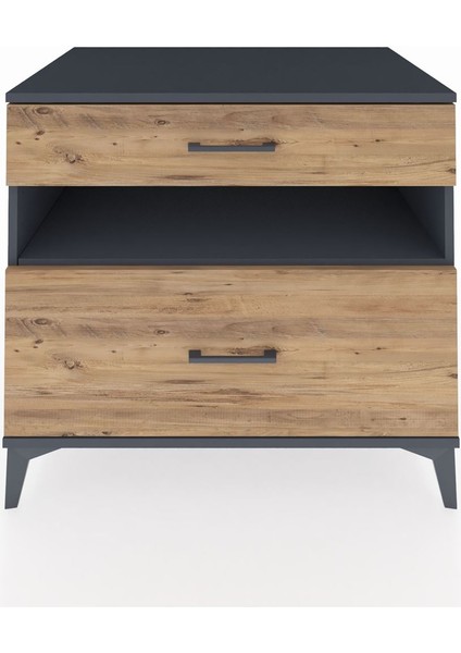 Kronos Şifonyer Tek Raflı 2 Çekmeceli 88X59X80 Antrasit-Çam