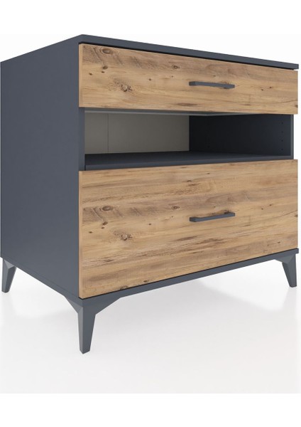 Kronos Şifonyer Tek Raflı 2 Çekmeceli 88X59X80 Antrasit-Çam fiyatları