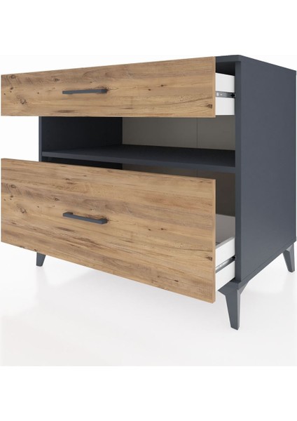 Kronos Şifonyer Tek Raflı 2 Çekmeceli 88X59X80 Antrasit-Çam fırsatları