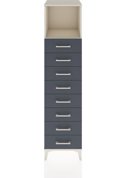 Hyperion Dolap Tek Raflı 8 Çekmeceli 44X44X182 Aytaşı-Antrasit