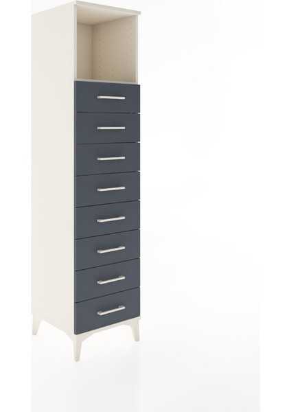 Hyperion Dolap Tek Raflı 8 Çekmeceli 44X44X182 Aytaşı-Antrasit fiyatları
