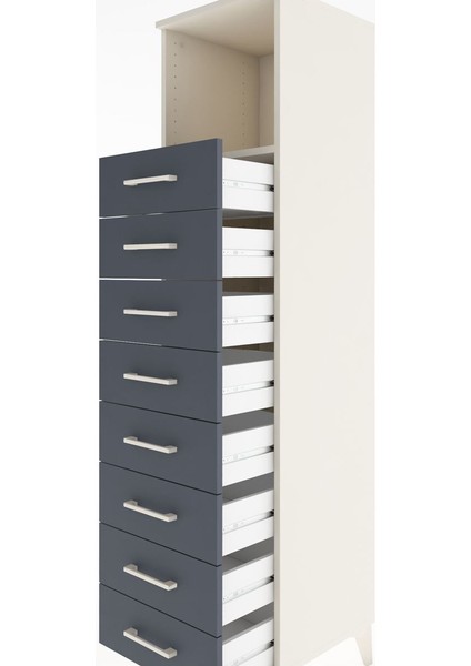 Hyperion Dolap Tek Raflı 8 Çekmeceli 44X44X182 Aytaşı-Antrasit indirimleri