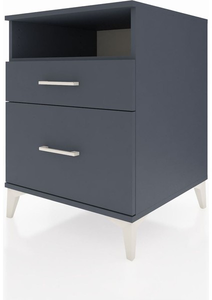 Kronos Komodin Tek Raflı 2 Çekmeceli 60X59X80 Antrasit-Antrasit modelleri