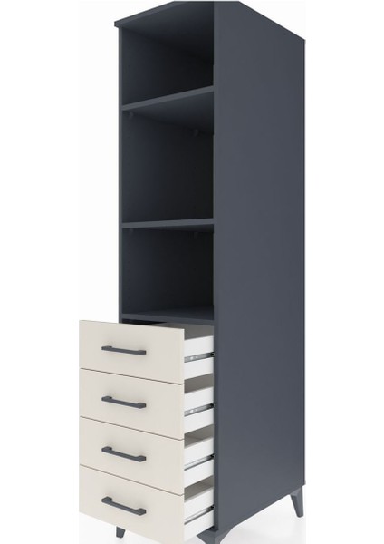 Kronos Dolap 3 Raflı 4 Çekmeceli 44X59X182 Antrasit-Aytaşı indirimleri