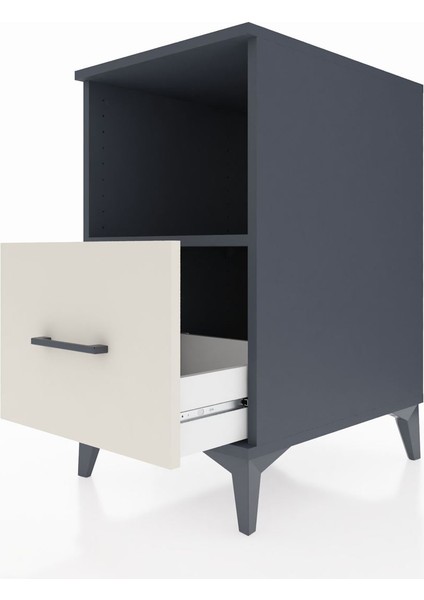 Kronos Komodin Tek Raflı Tek Çekmeceli 44X59X80 Antrasit-Aytaşı indirimleri