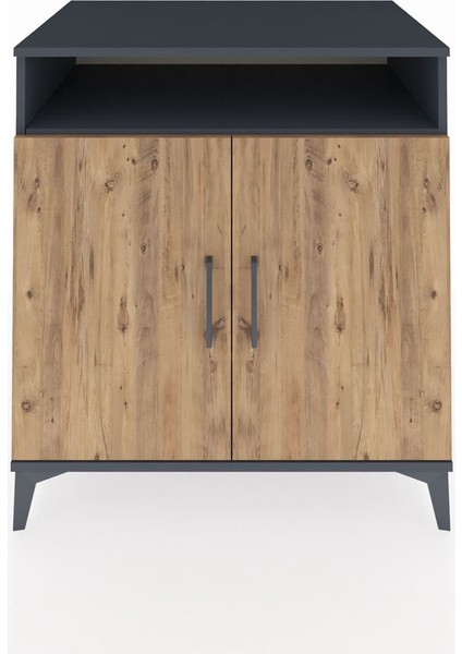 Kronos Şifonyer 3 Raflı 2 Kapaklı 88X59X96 Antrasit-Çam