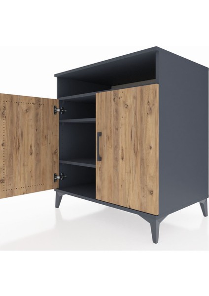 Kronos Şifonyer 3 Raflı 2 Kapaklı 88X59X96 Antrasit-Çam indirimleri