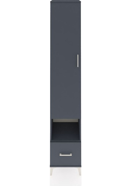 Hyperion Dolap 6 Raflı Tek Çekmeceli Tek Kapaklı 44X44X243 Antrasit-Antrasit