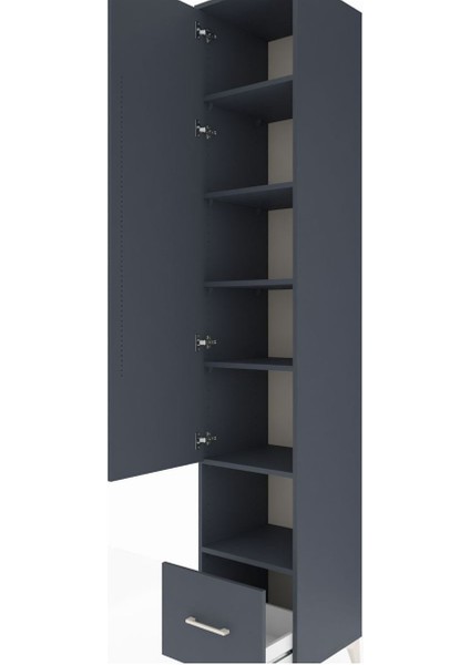 Hyperion Dolap 6 Raflı Tek Çekmeceli Tek Kapaklı 44X44X243 Antrasit-Antrasit indirimleri