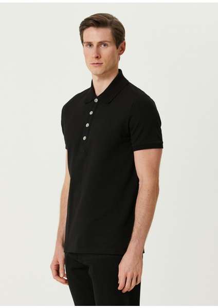Siyah Polo Yaka Logo Jakarlı T-Shirt modelleri