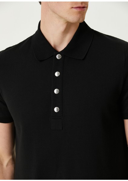 Siyah Polo Yaka Logo Jakarlı T-Shirt indirimleri