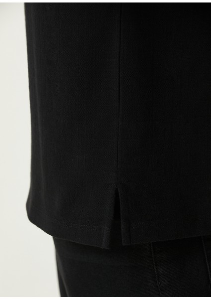 Siyah Polo Yaka Logo Jakarlı T-Shirt