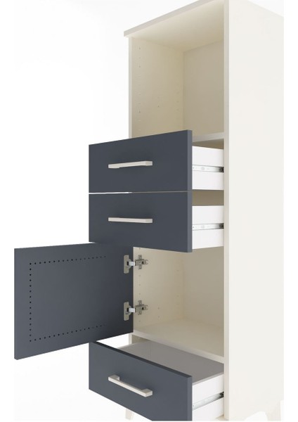 Arges Dolap 2 Raflı 3 Çekmeceli Tek Kapaklı 44X30X134 Aytaşı-Antrasit indirimleri