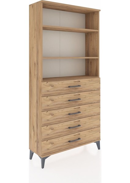 Arges Dolap 3 Raflı 5 Çekmeceli 88X30X182 Çam-Çam fiyatları