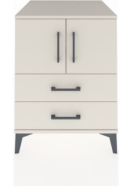 Kronos Komodin 2 Raflı 2 Çekmeceli 2 Kapaklı 60X59X80 Aytaşı-Aytaşı