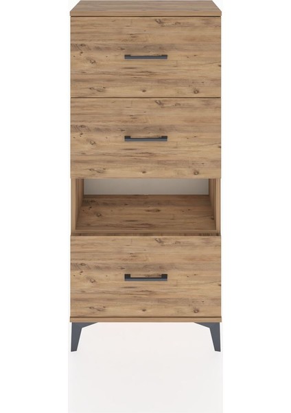 Hyperion Dolap Tek Raflı 3 Çekmeceli 60X44X134 Çam-Çam