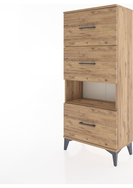 Hyperion Dolap Tek Raflı 3 Çekmeceli 60X44X134 Çam-Çam modelleri