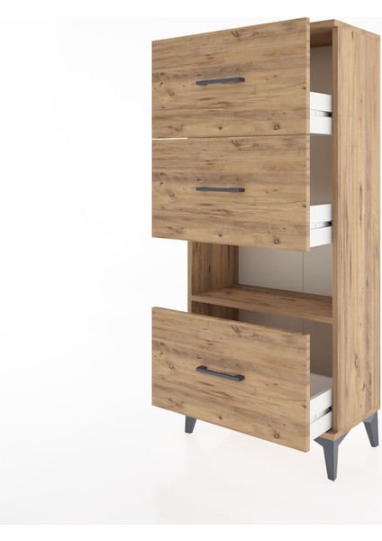 Hyperion Dolap Tek Raflı 3 Çekmeceli 60X44X134 Çam-Çam fırsatları