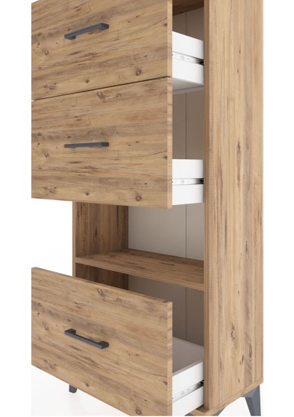 Hyperion Dolap Tek Raflı 3 Çekmeceli 60X44X134 Çam-Çam indirimleri