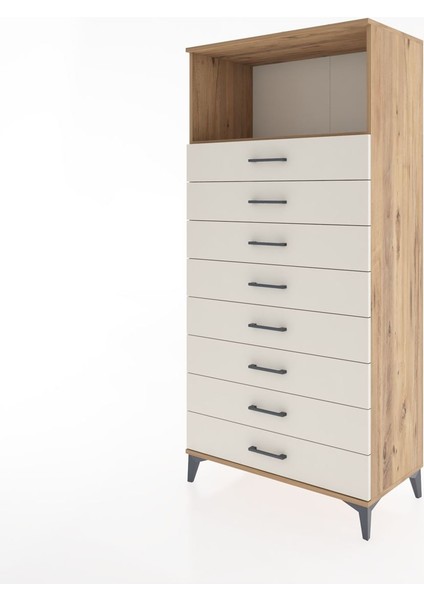 Hyperion Dolap Tek Raflı 8 Çekmeceli 88X44X182 Çam-Aytaşı modelleri