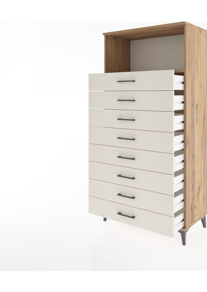 Hyperion Dolap Tek Raflı 8 Çekmeceli 88X44X182 Çam-Aytaşı fırsatları