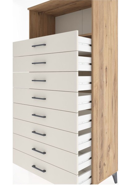 Hyperion Dolap Tek Raflı 8 Çekmeceli 88X44X182 Çam-Aytaşı indirimleri