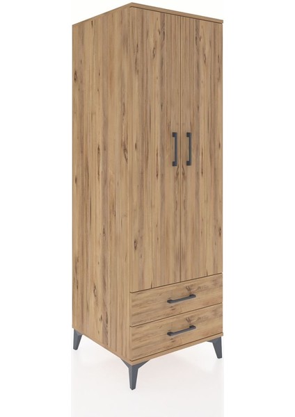 Kronos Dolap Tek Raflı 2 Çekmeceli Tek Askılı 60X59X182 Çam-Çam fiyatları