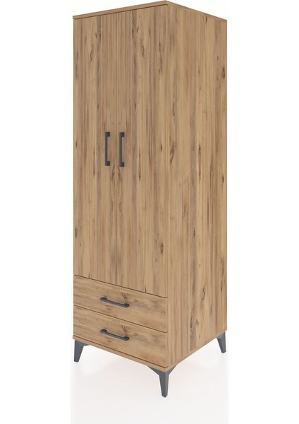 Kronos Dolap Tek Raflı 2 Çekmeceli Tek Askılı 60X59X182 Çam-Çam modelleri