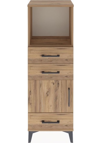 Arges Dolap 2 Raflı 3 Çekmeceli Tek Kapaklı 44X30X134 Çam-Çam