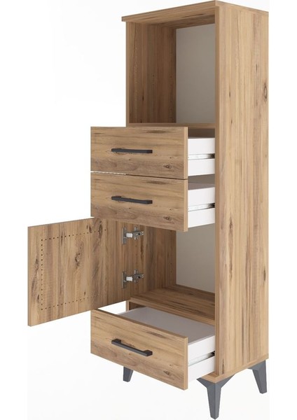 Arges Dolap 2 Raflı 3 Çekmeceli Tek Kapaklı 44X30X134 Çam-Çam fırsatları