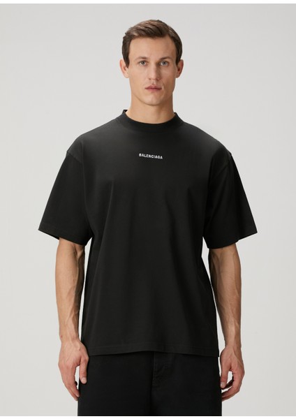 Siyah Logo Nakışlı T-Shirt