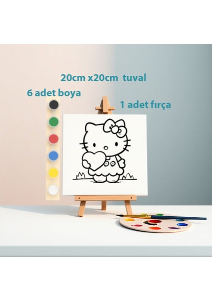 Çocuklar Için Hello Kitty 20X20 Tuval Boyama Seti – Eğlenceli Aktivite, Çocuk Hediye Seti fiyatları