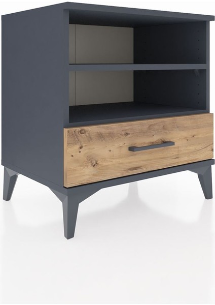 Hyperion Komodin 2 Raflı Tek Çekmeceli 60X44X64 Antrasit-Çam fiyatları