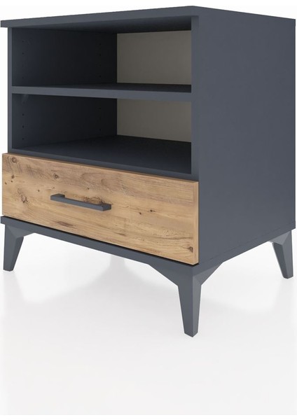 Hyperion Komodin 2 Raflı Tek Çekmeceli 60X44X64 Antrasit-Çam modelleri